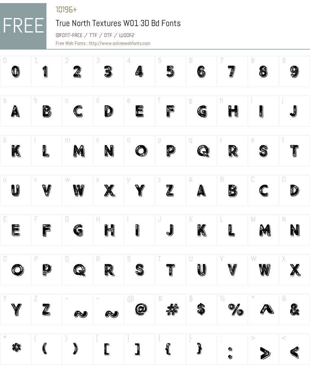 TrueNorthTexturesW01-3DBold Font Screenshots