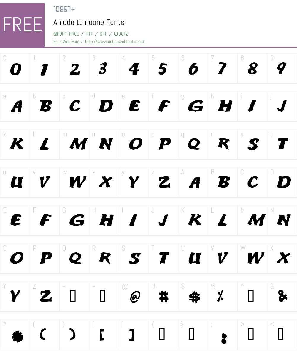 An ode to noone Font Screenshots