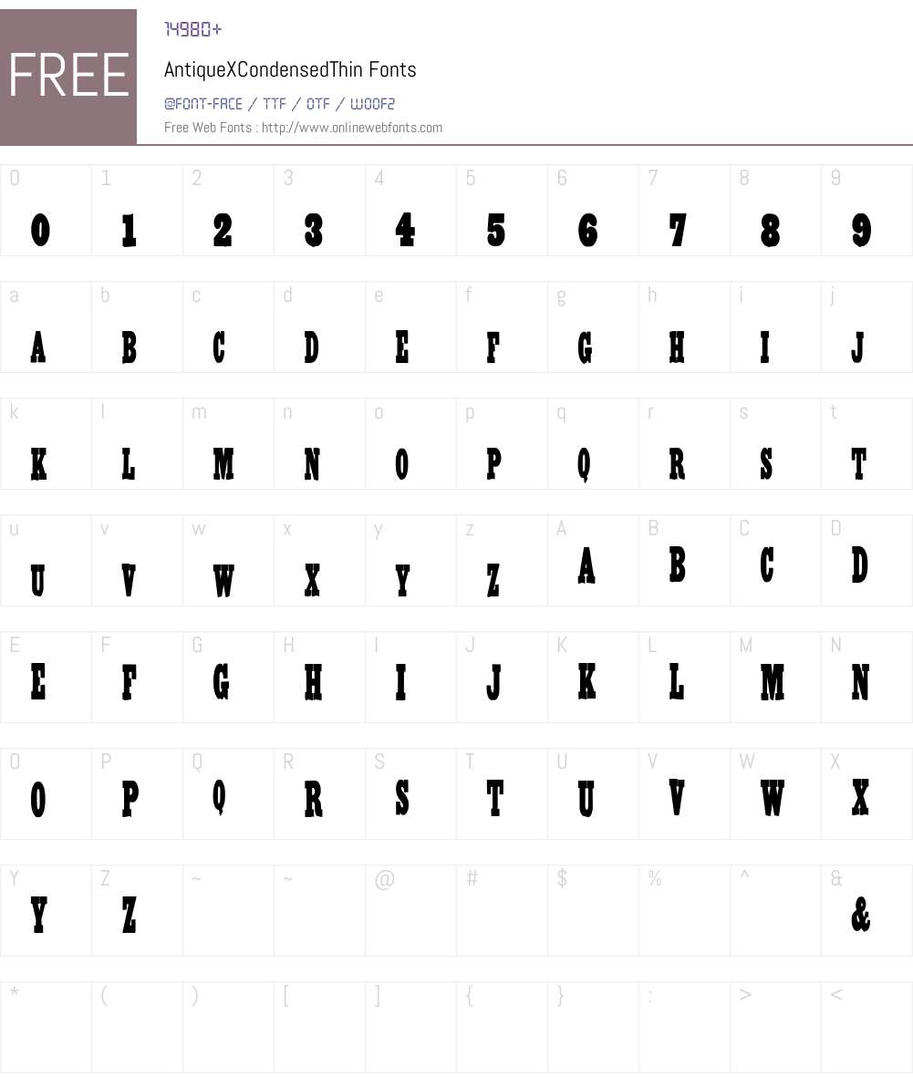 AntiqueXCondensedThin Font Screenshots