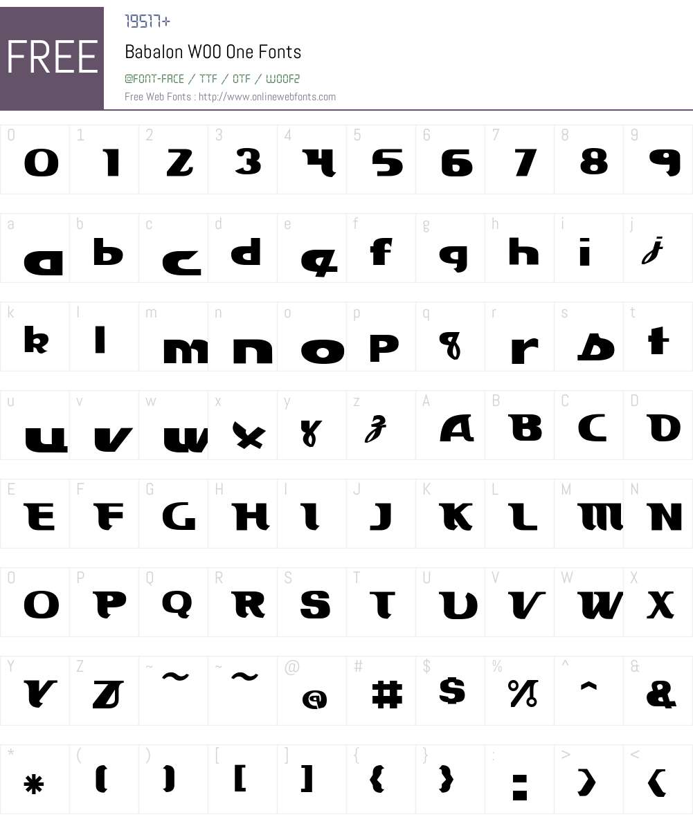 BabalonW00-One Font Screenshots
