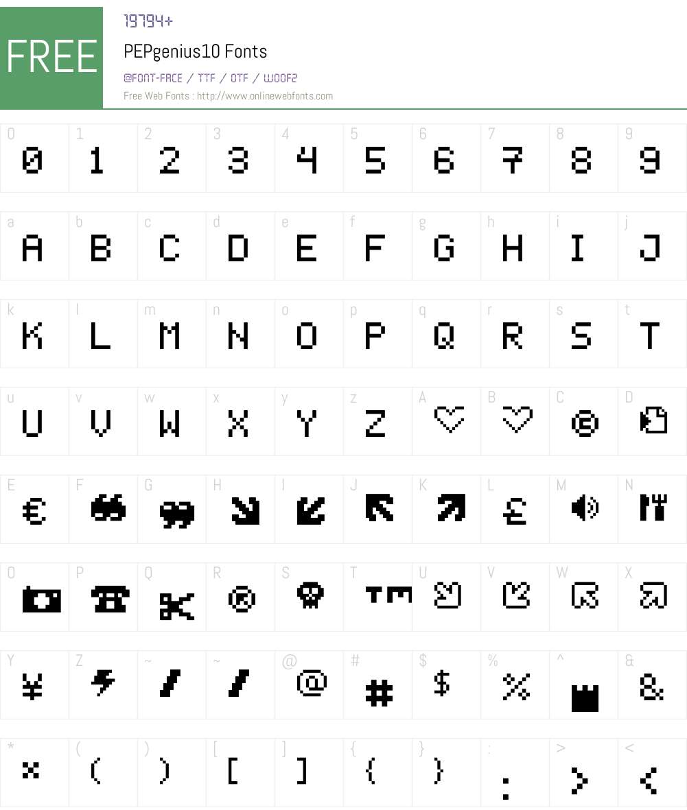 PEPgenius10 Font Screenshots