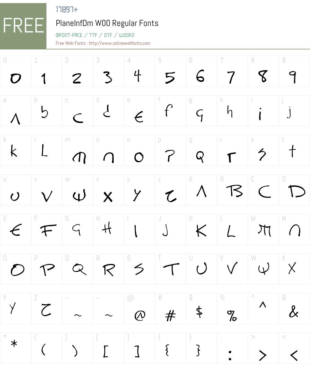 PlaneInfDm Font Screenshots