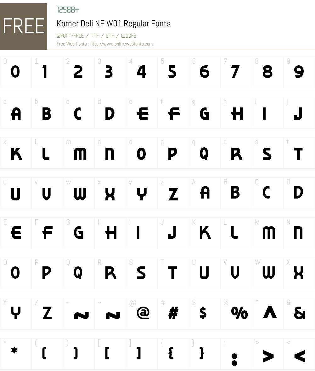 KornerDeliNFW01-Regular Font Screenshots