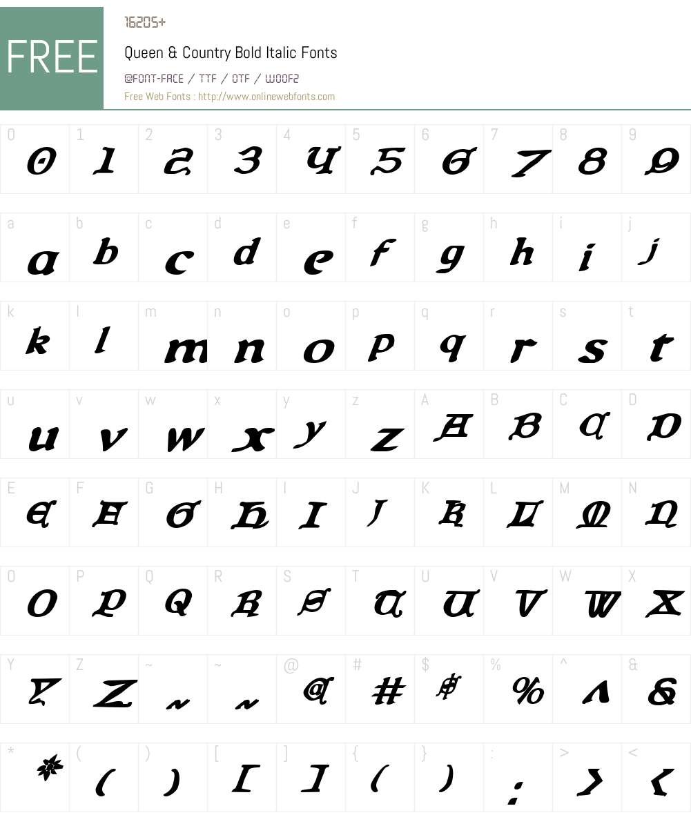 Queen & Country Bold Italic Font Screenshots