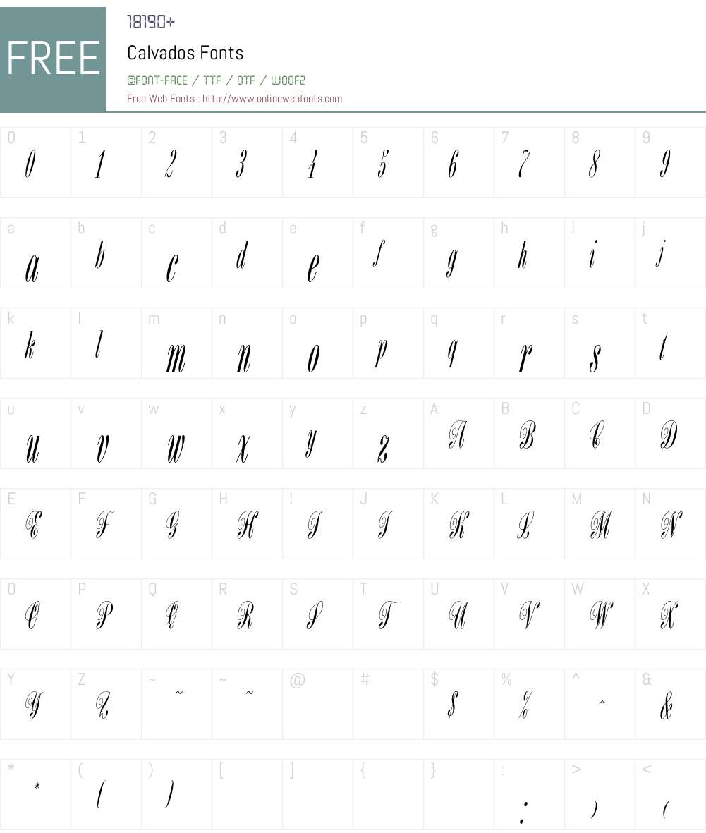 Calvados Font Screenshots