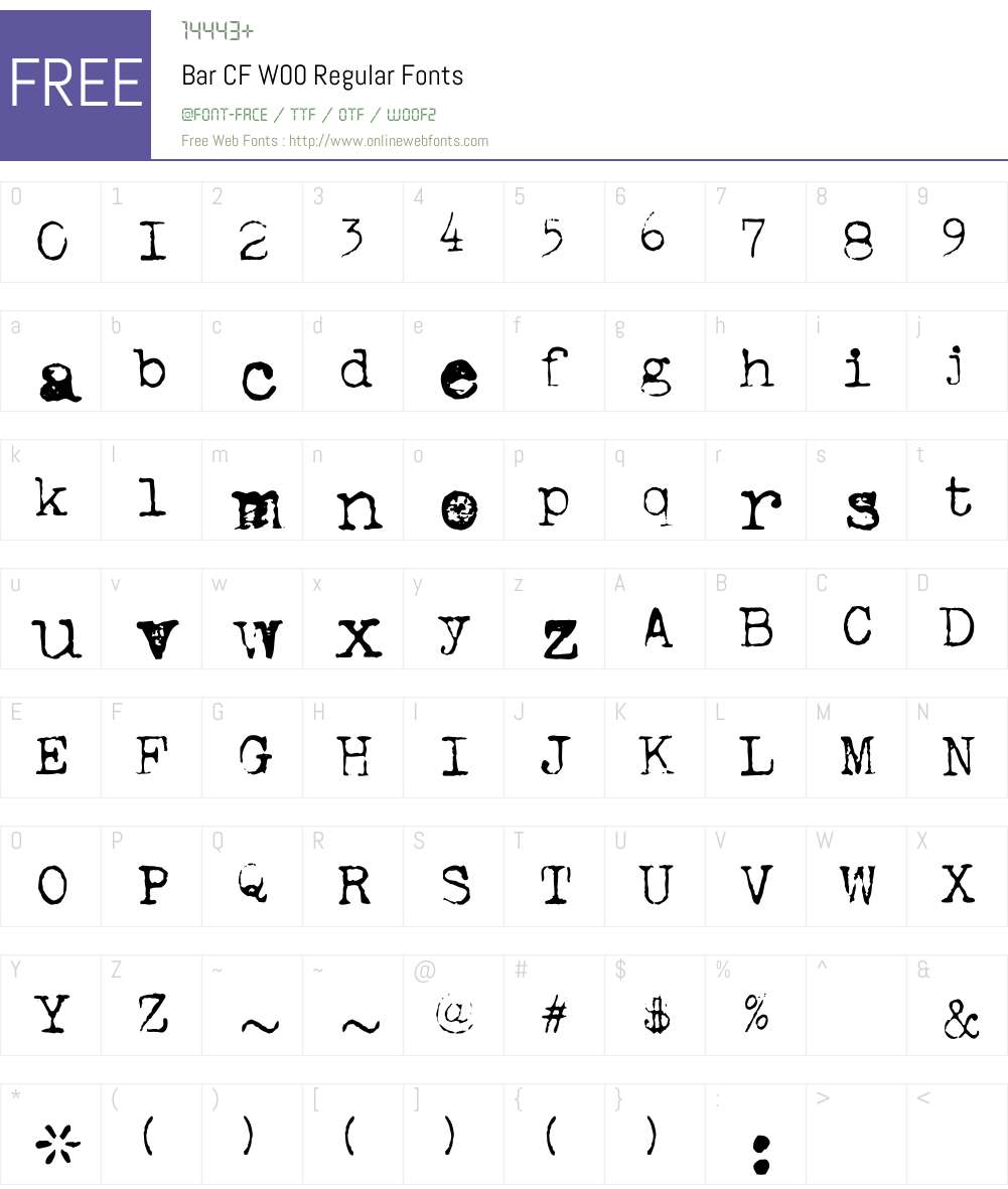BarCFW00-Regular Font Screenshots