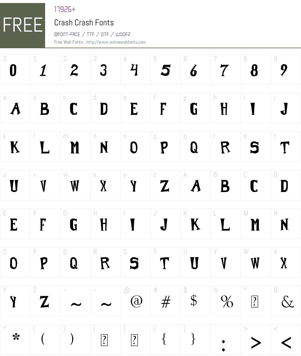 Crash Crash Font Screenshots