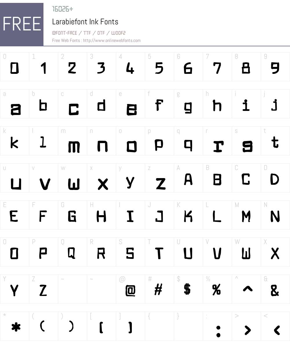 Larabiefont Ink Font Screenshots