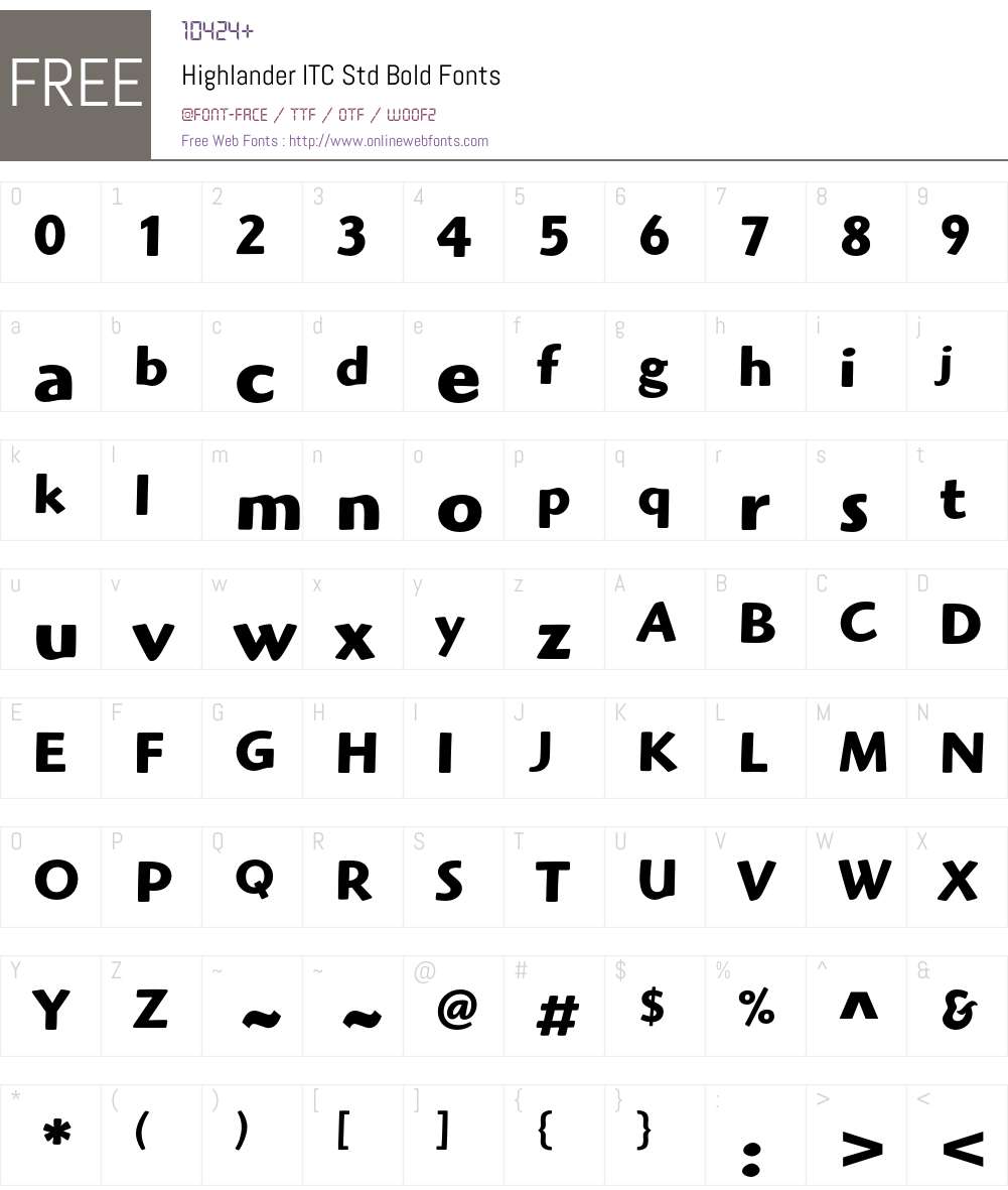 Highlander ITC Std Font Screenshots