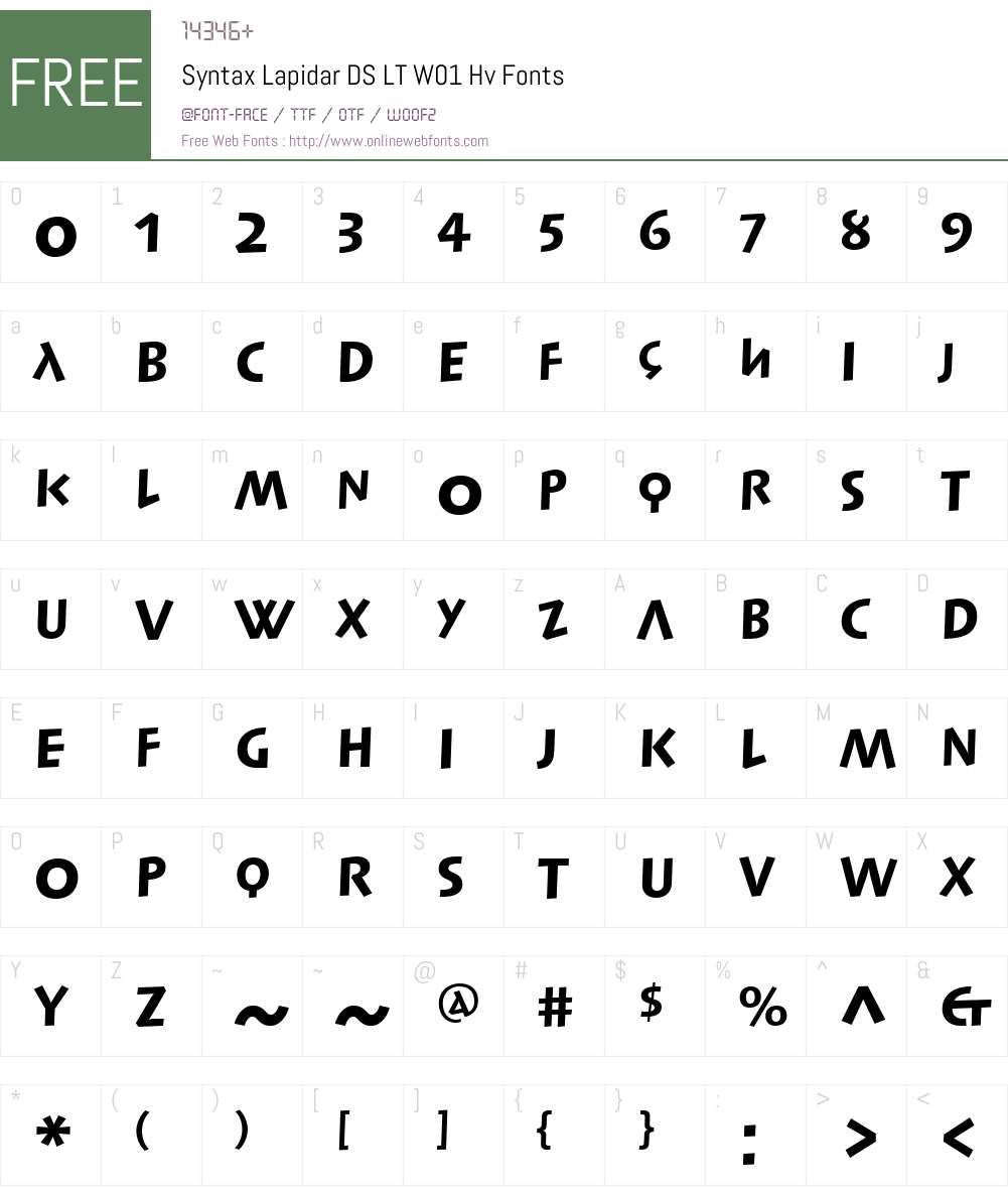 SyntaxLapidarDSLTW01-Hv Font Screenshots