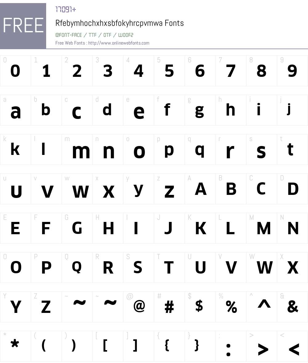 Rfebymhochxhxsbfokyhrcpvmwa Font Screenshots