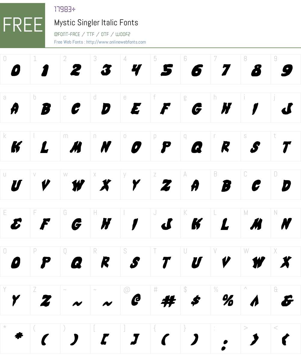 Mystic Singler Italic Font Screenshots