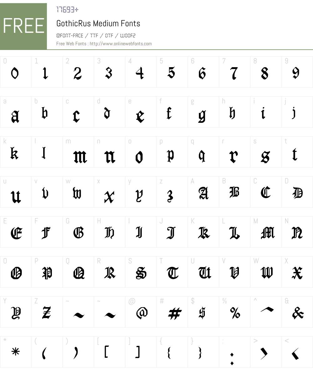 GothicRus Font Screenshots