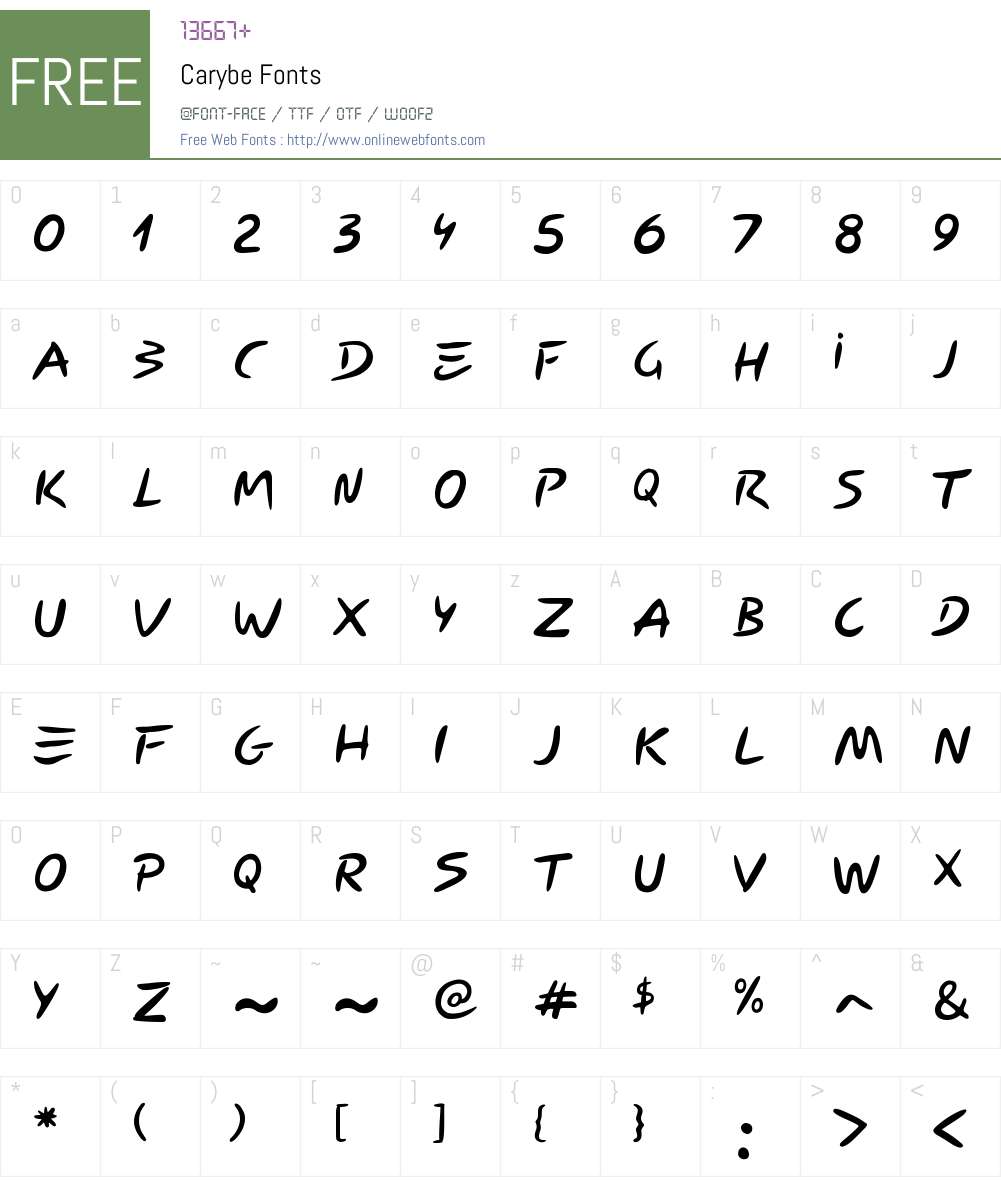 Carybe Font Screenshots