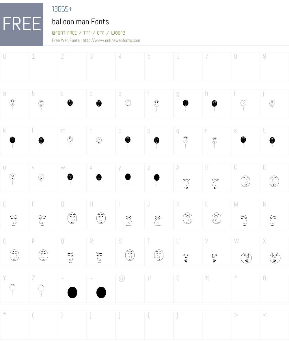 balloon man Font Screenshots