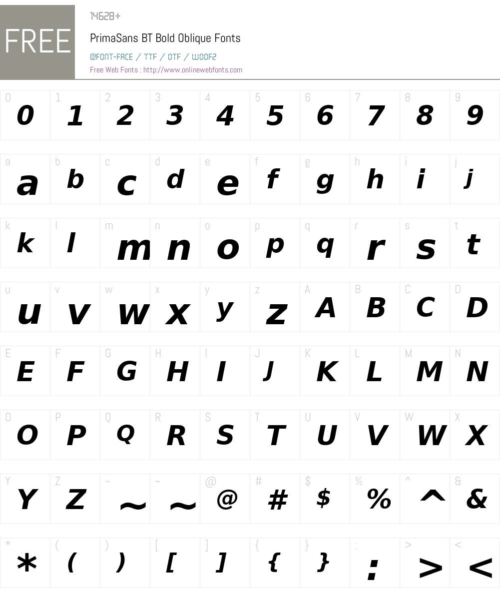 PrimaSans BT Font Screenshots