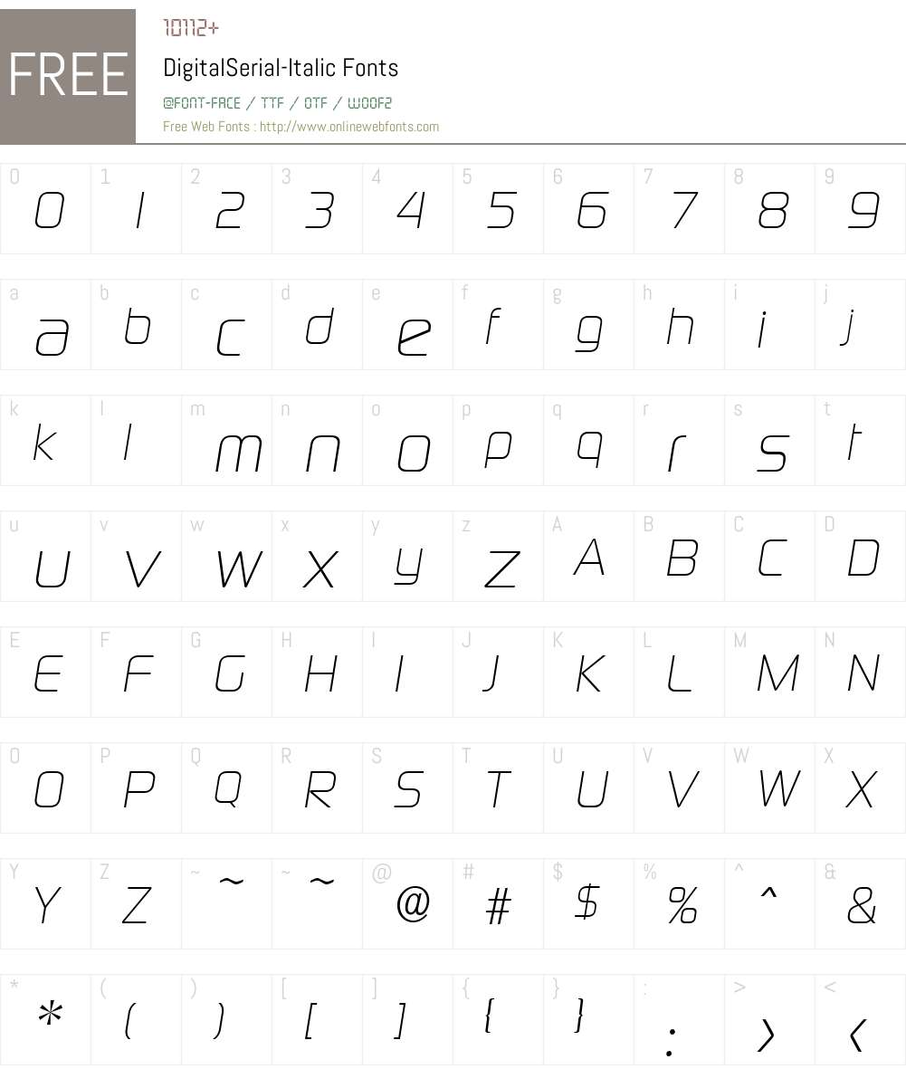 DigitalSerial Font Screenshots