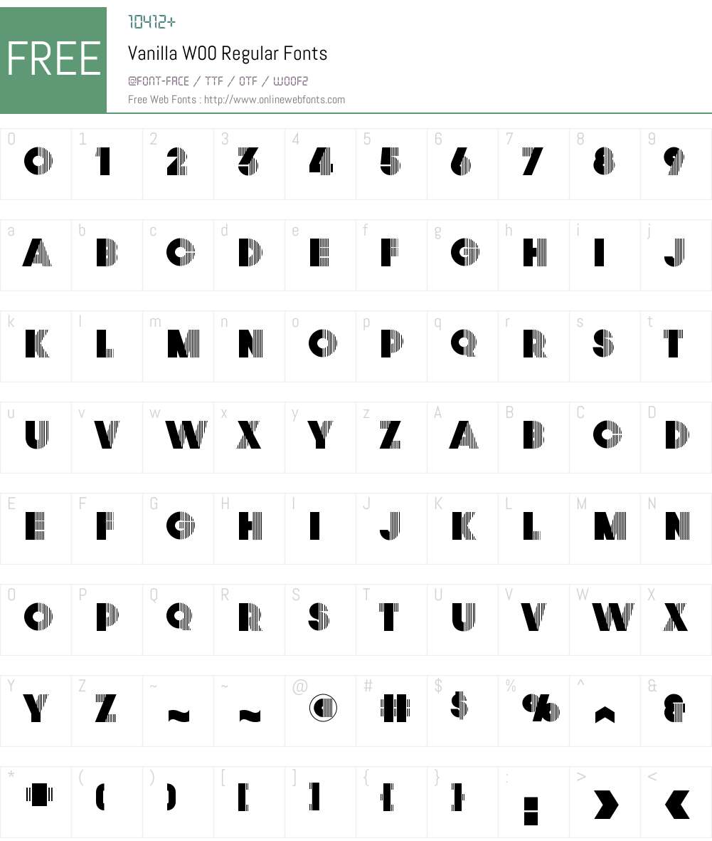 VanillaW00-Regular Font Screenshots