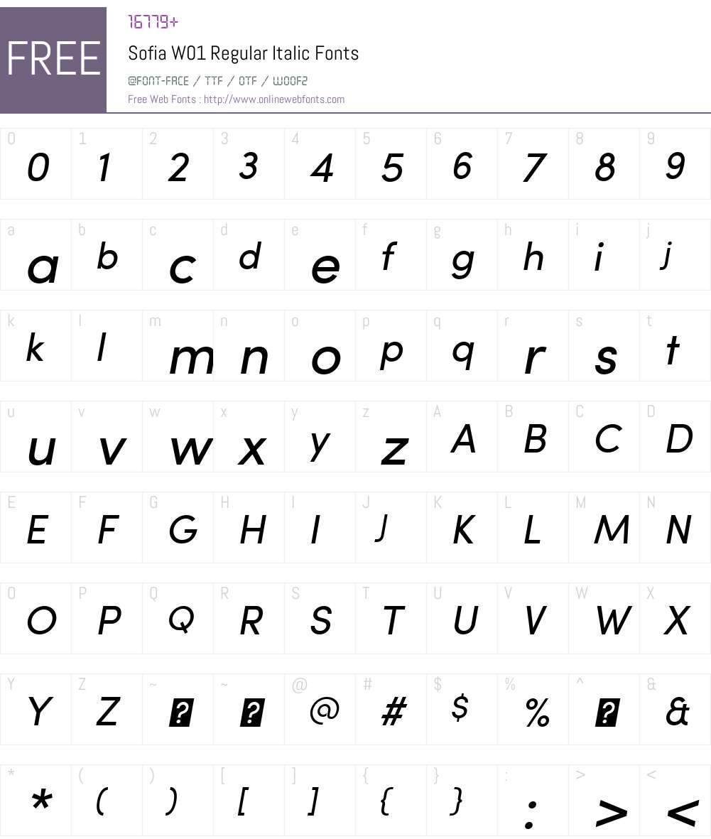 SofiaW01-RegularItalic Font Screenshots