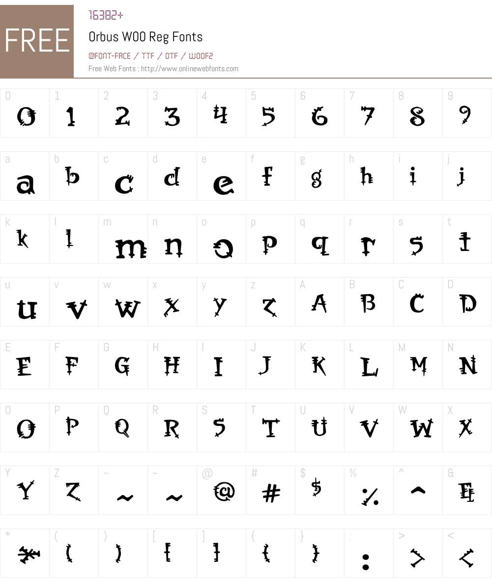 OrbusW00-Reg Font Screenshots
