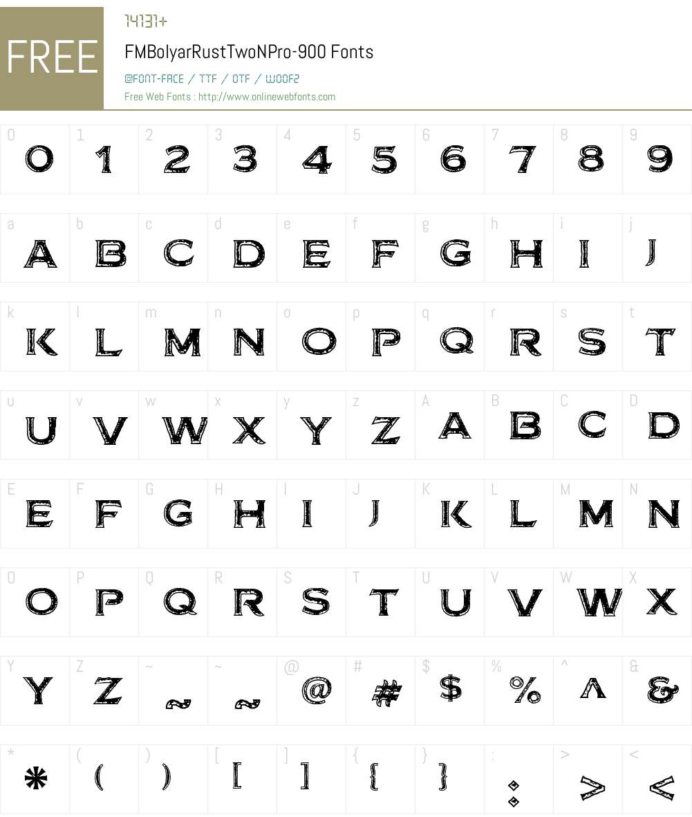 FMBolyarRustTwoNPro-900 Font Screenshots