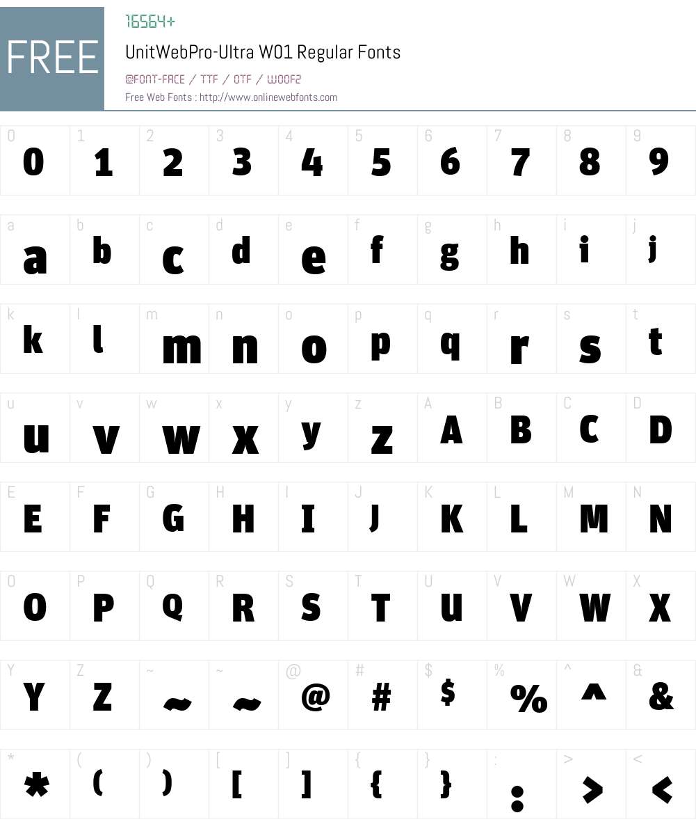 UnitWebPro-UltraW01-Rg Font Screenshots