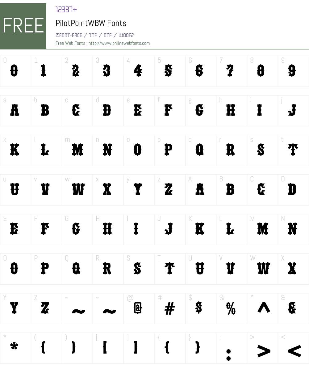PilotPointWBW Font Screenshots