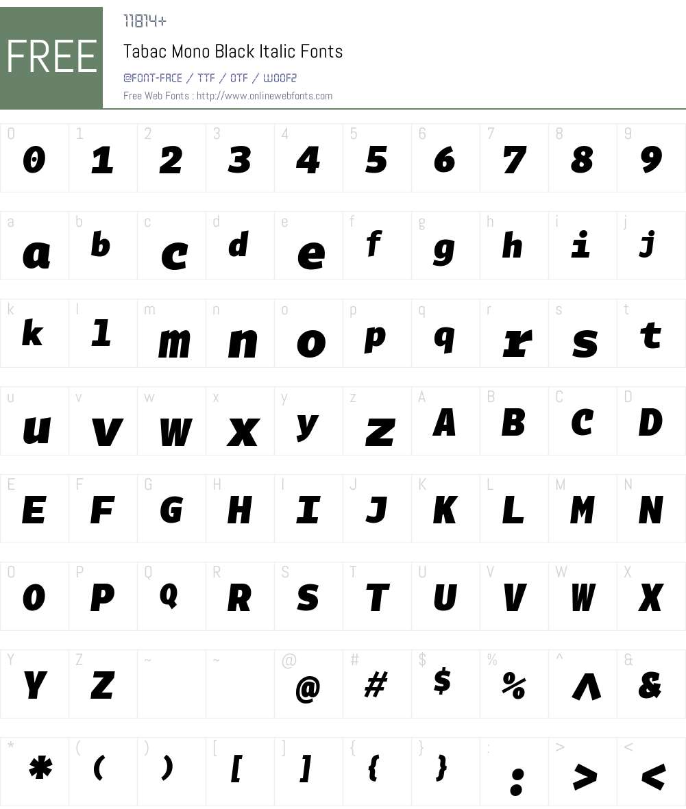 Tabac Mono Black Font Screenshots