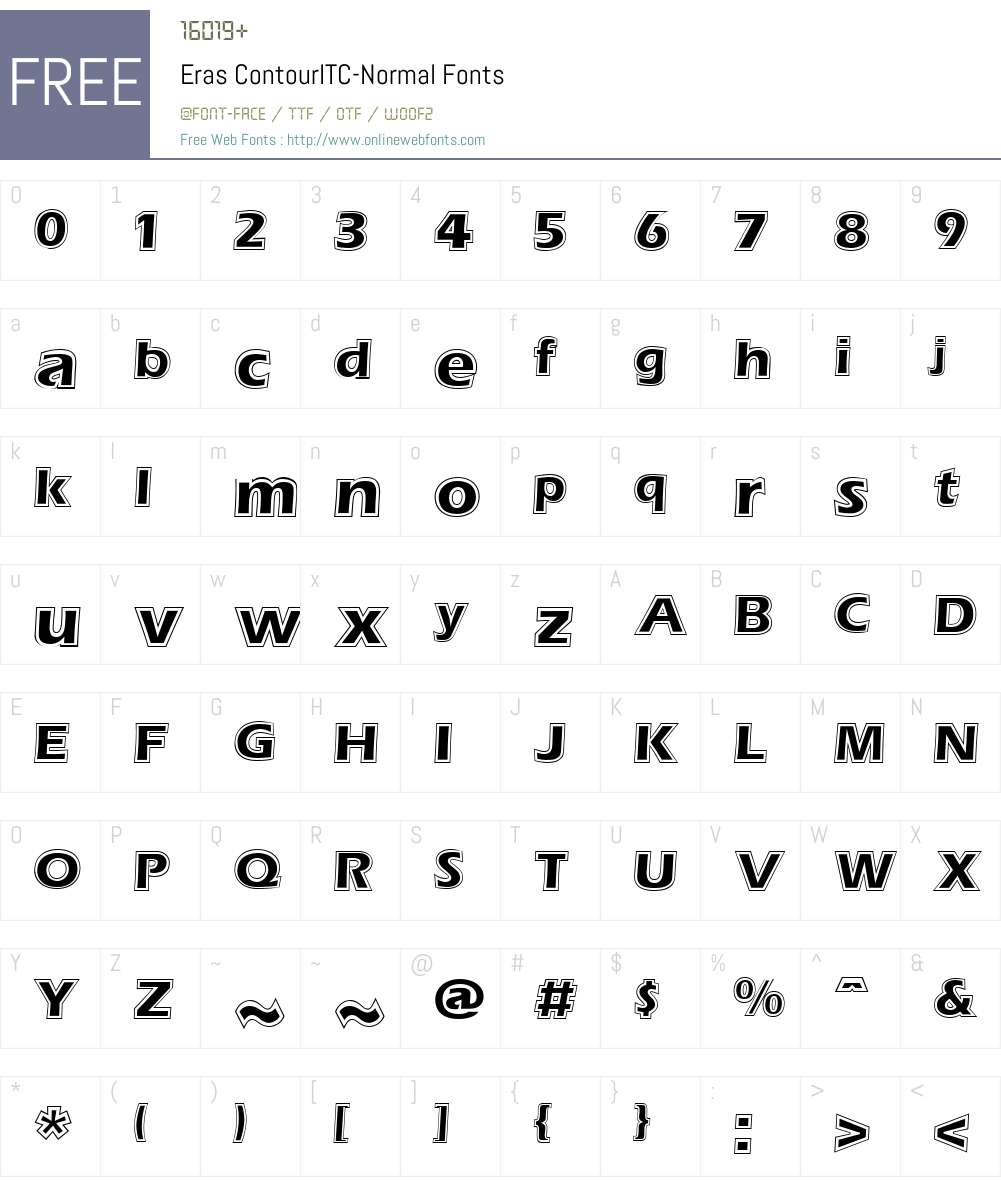 Eras Contour Font Screenshots