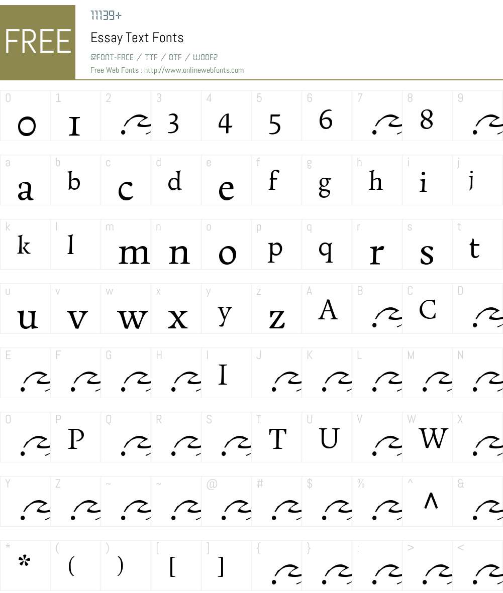 EssayText-Regular Font Screenshots