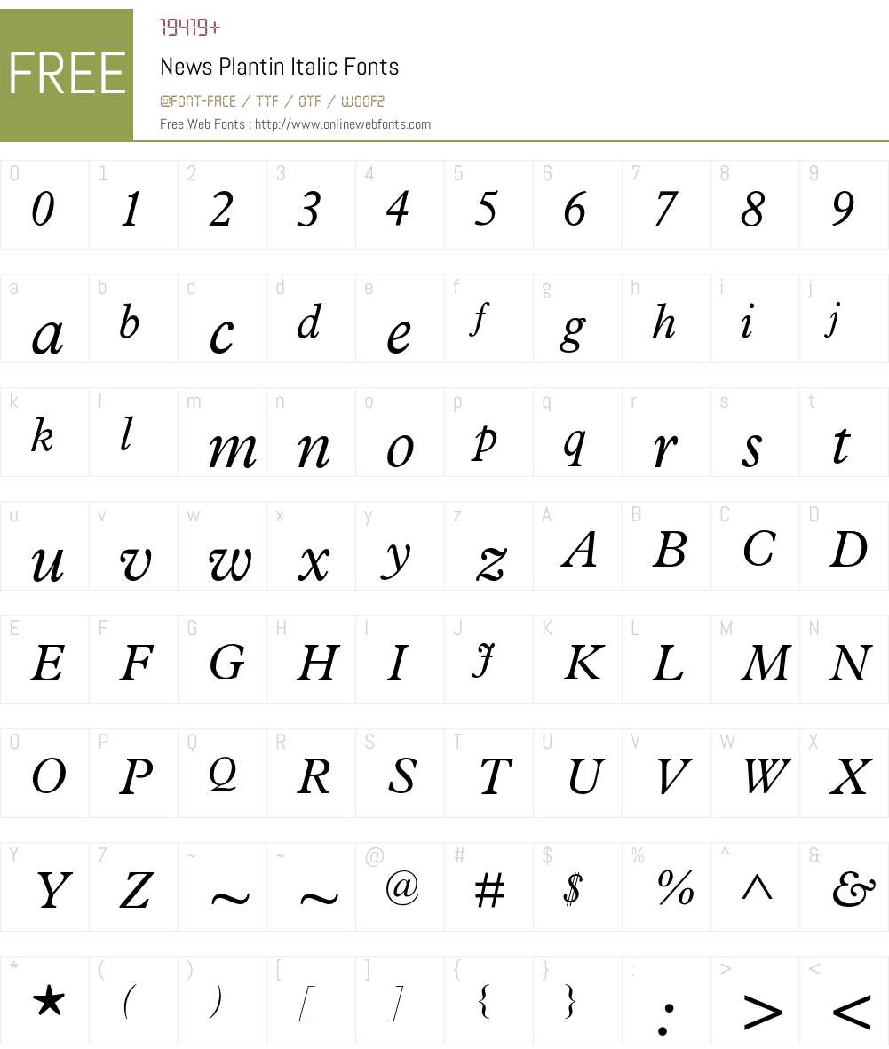 News Plantin Font Screenshots