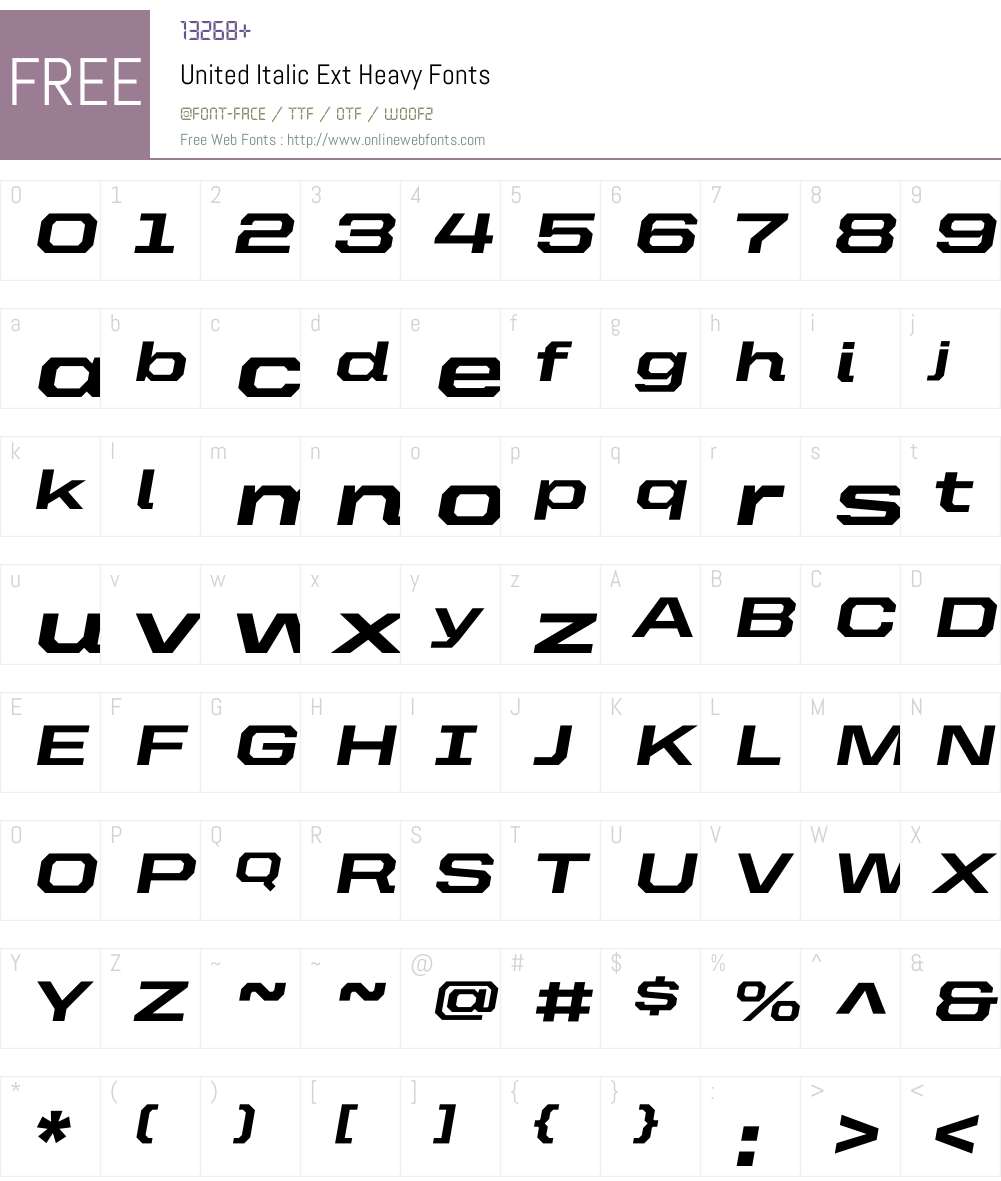 United Italic Ext Font Screenshots