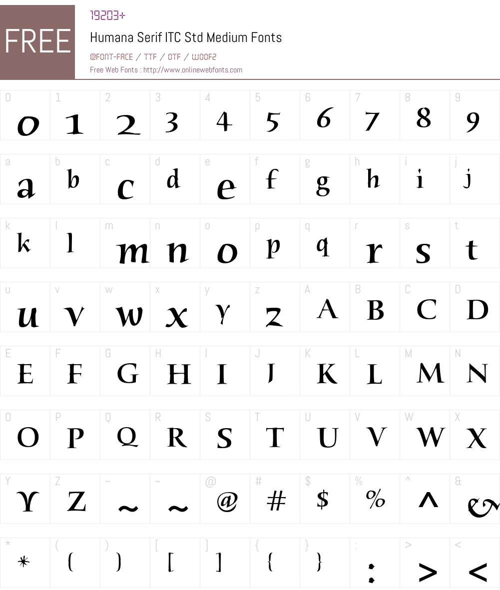 Humana Serif ITC Std Font Screenshots