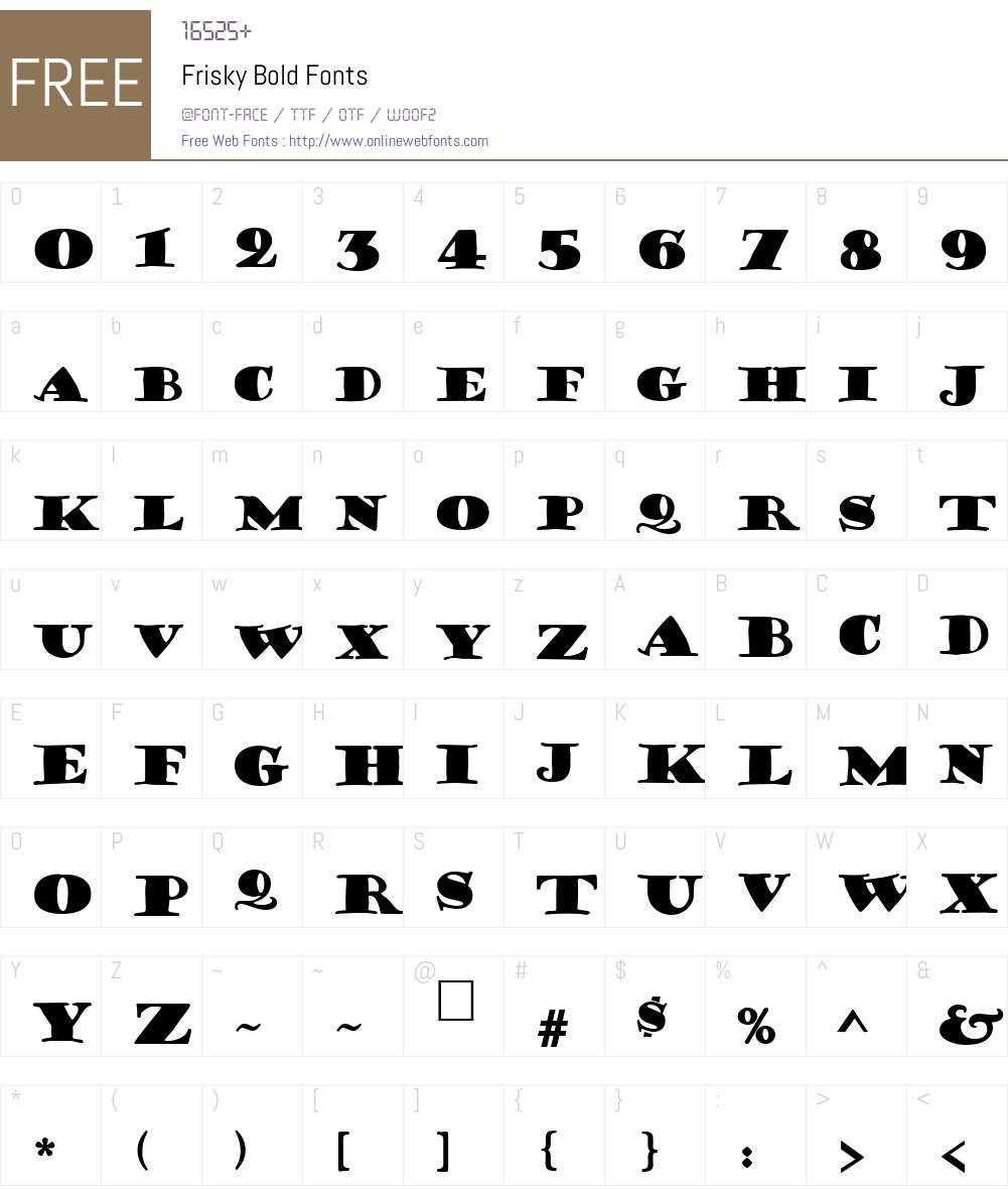 Frisky Font Screenshots
