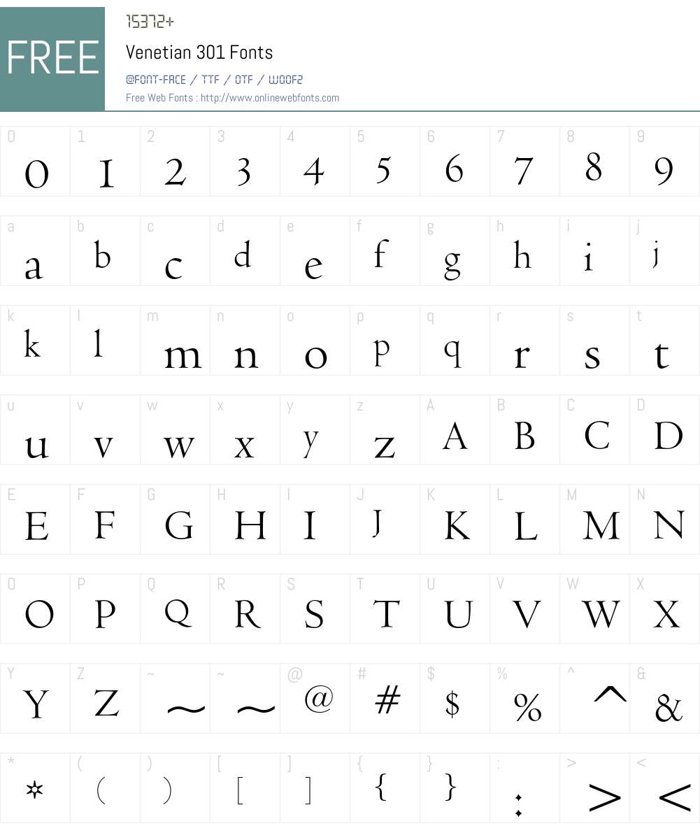 Venetian 301 Font Screenshots