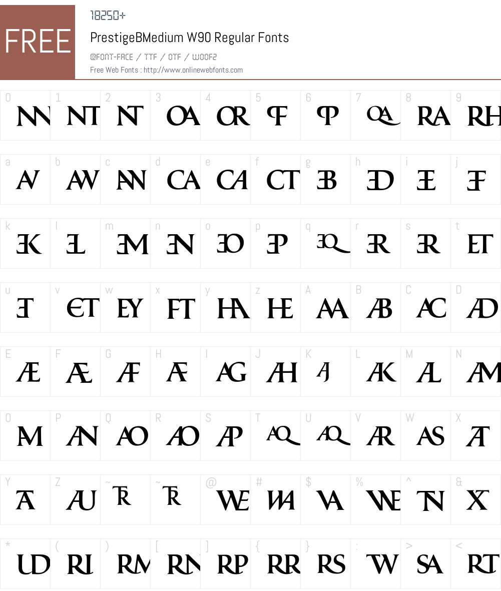 PrestigeBMediumW90-Regular Font Screenshots