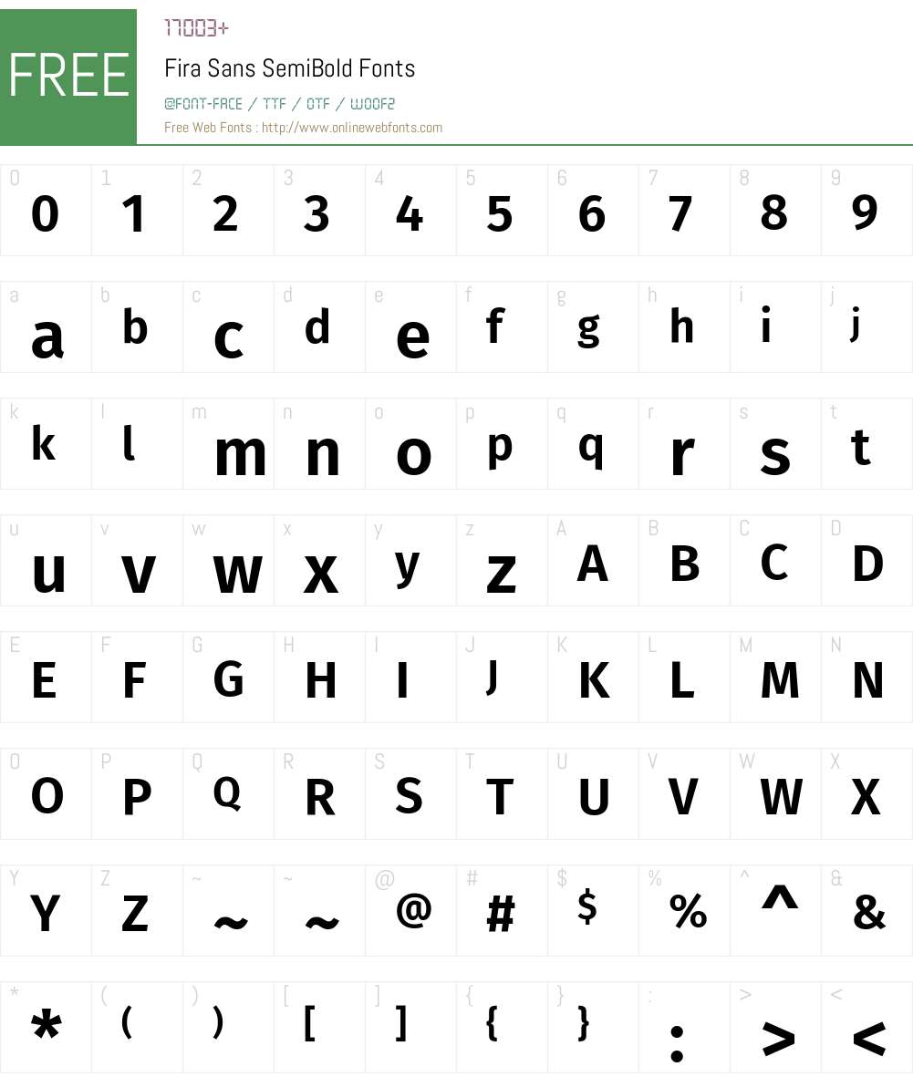 Fira Sans SemiBold Font Screenshots