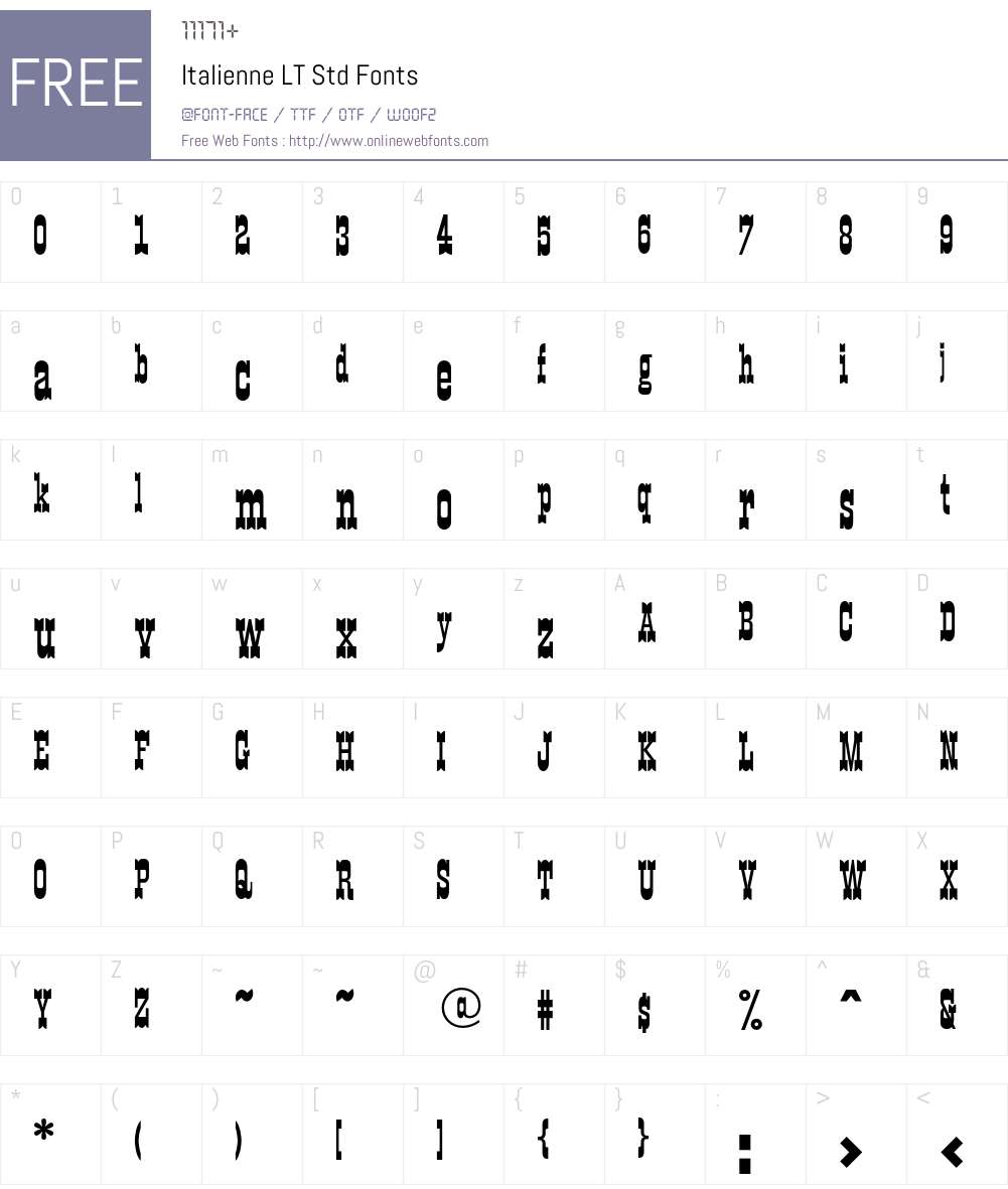 Italienne LT Std Font Screenshots