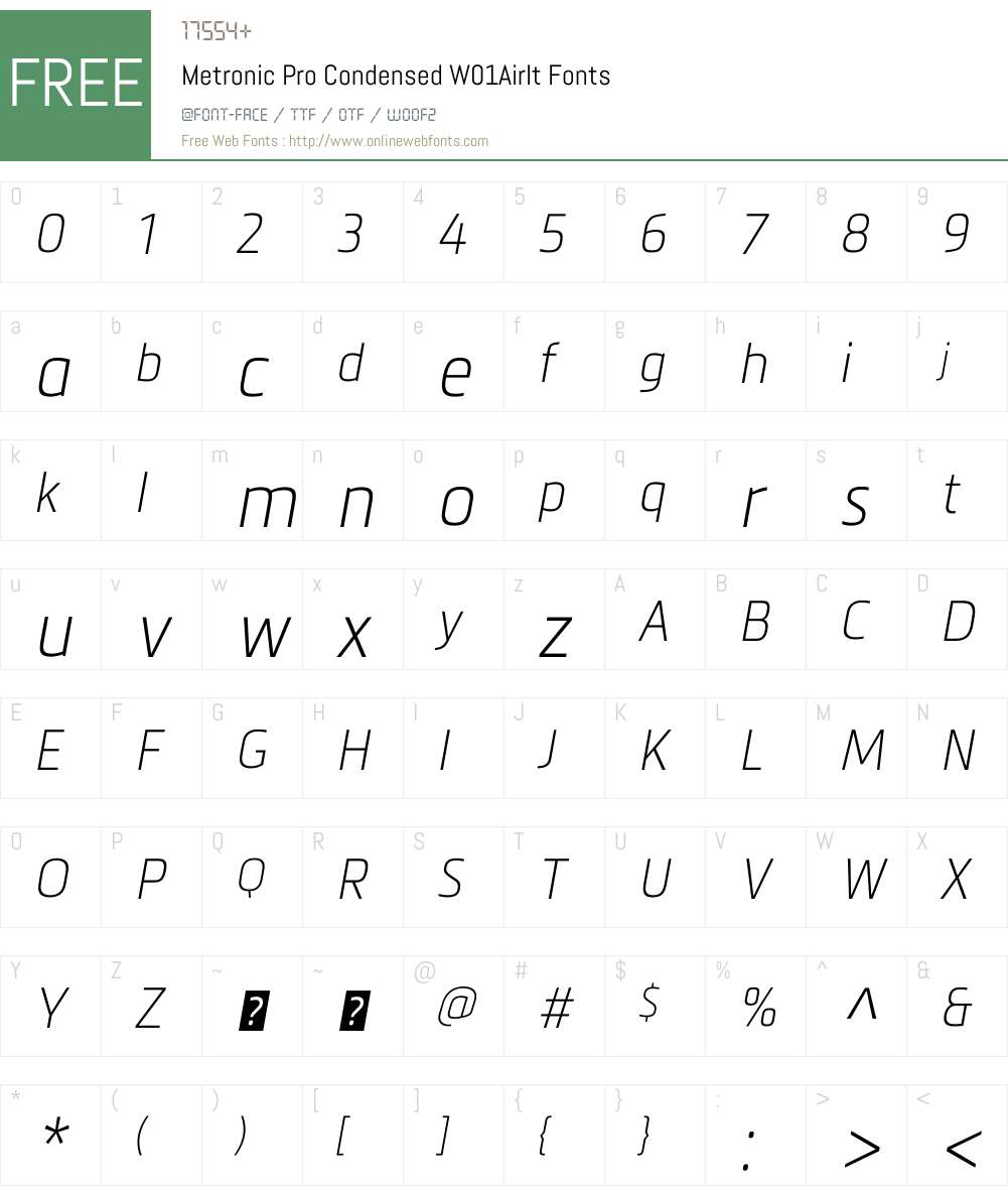 MetronicProCondensedW01-AirIt Font Screenshots