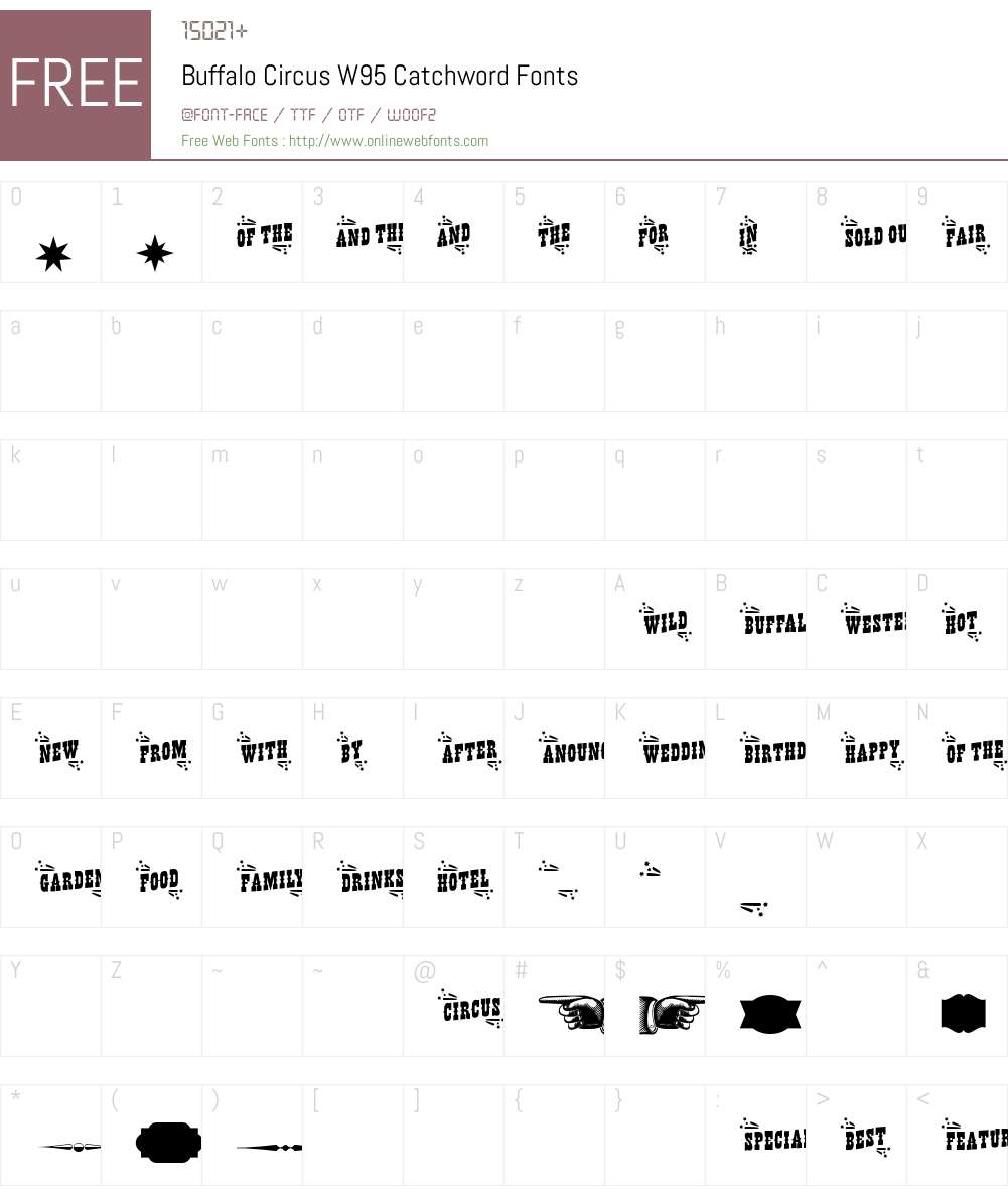 BuffaloCircusW95-Catchword Font Screenshots