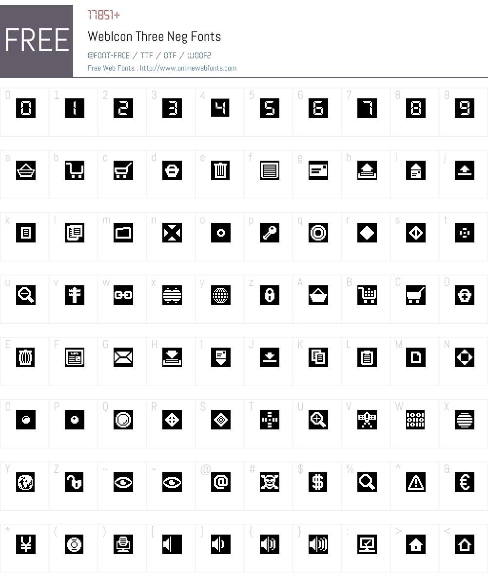 WebIcon Three Neg Font Screenshots