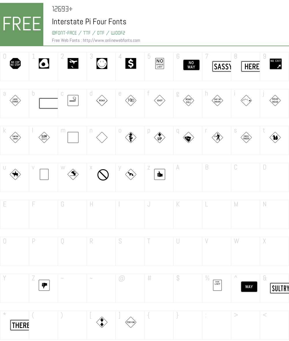 Interstate Pi Four Font Screenshots