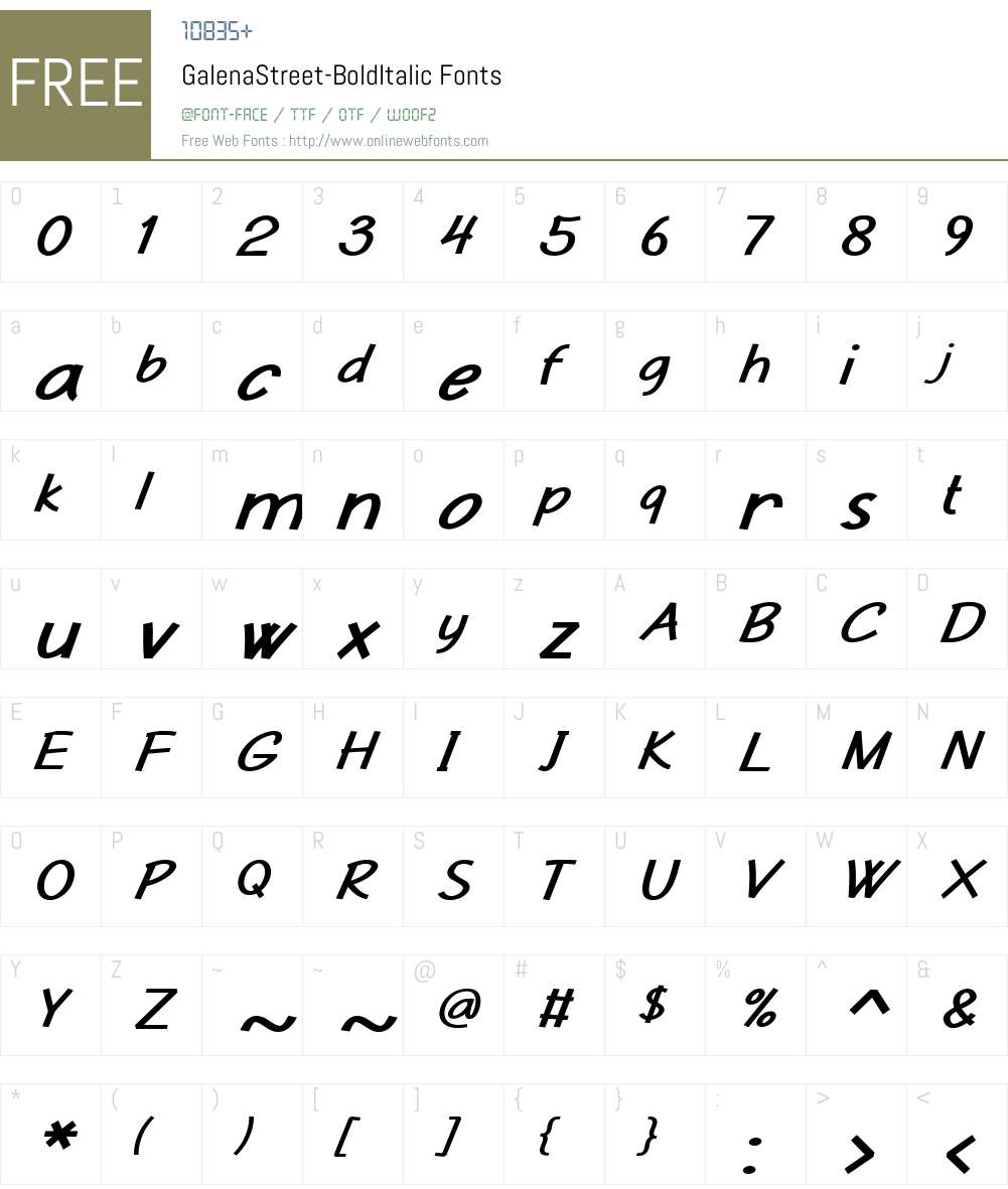Galena Street Font Screenshots