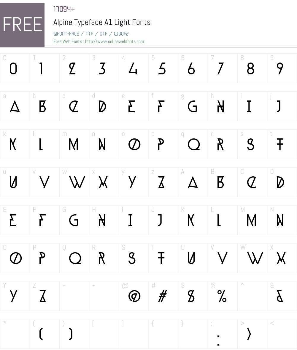 Alpine Typeface A1 Font Screenshots
