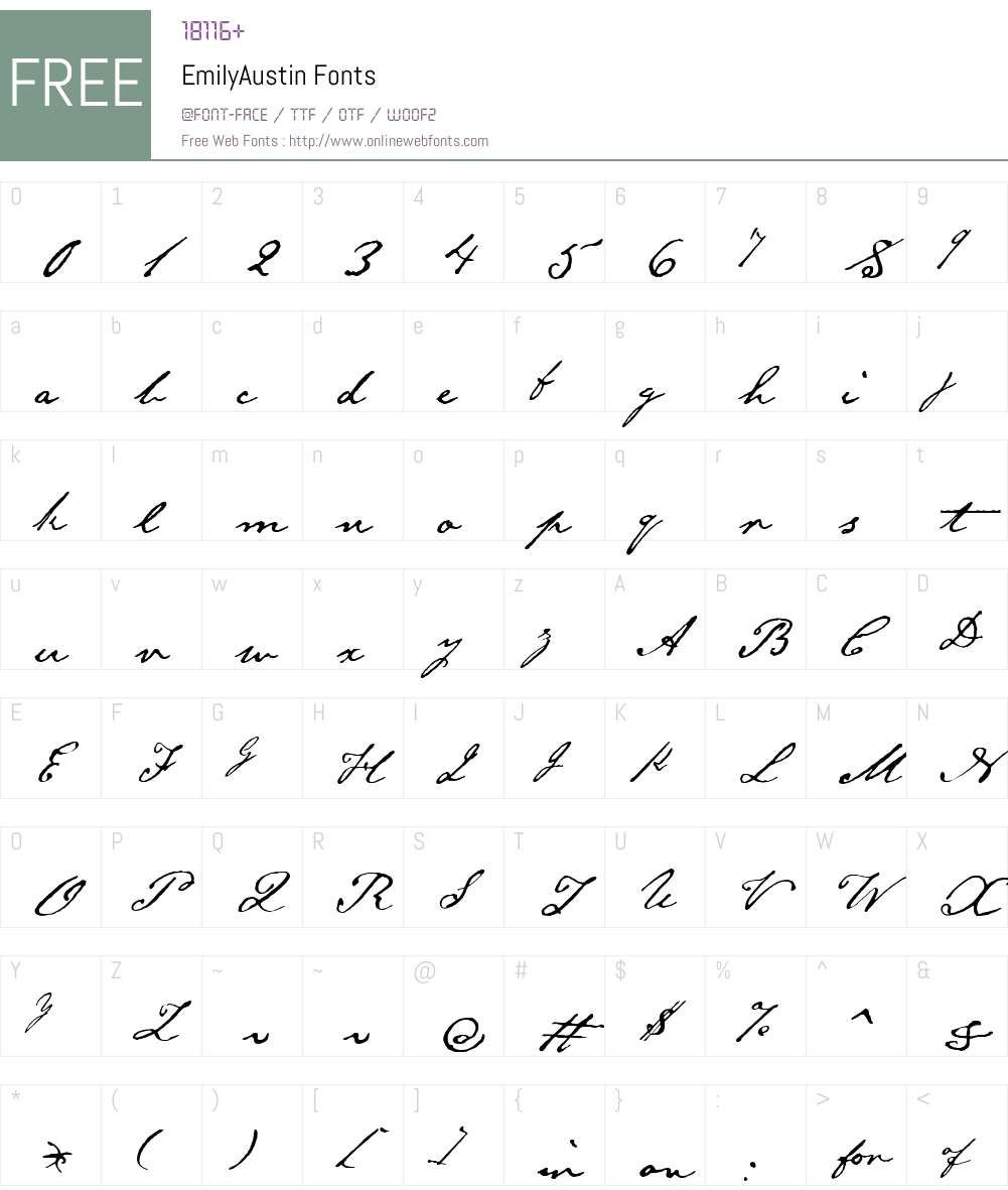 EmilyAustin Font Screenshots