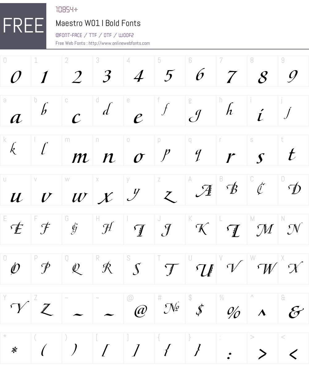 MaestroW01-IBold Font Screenshots