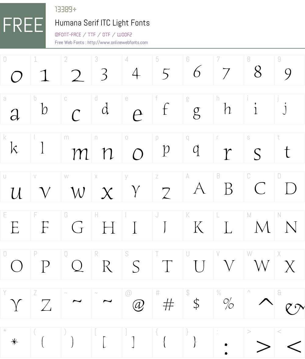 Humana Serif ITC Font Screenshots