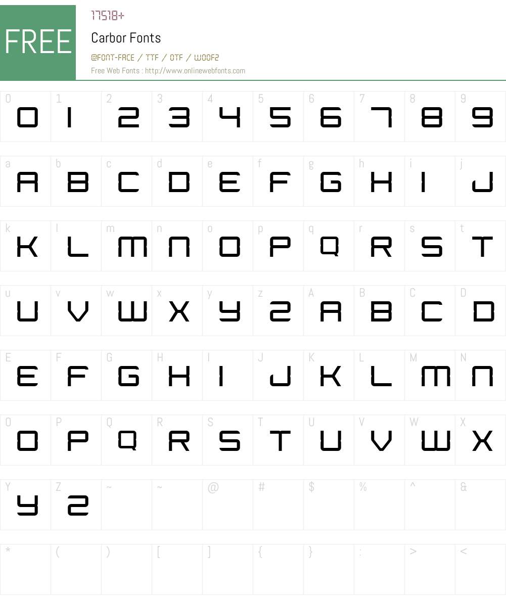 Carbor Font Screenshots
