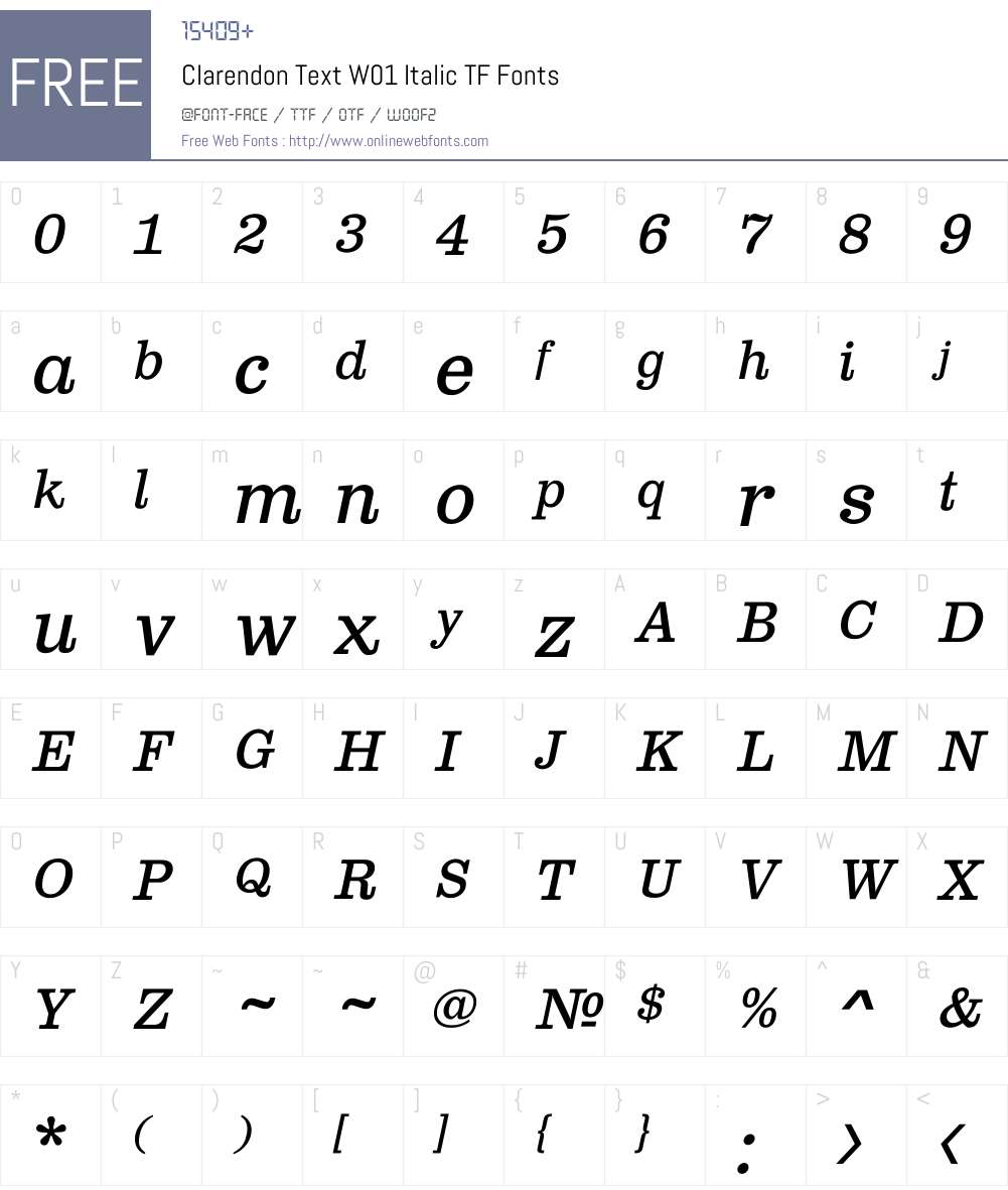 ClarendonTextW01-ItalicTF Font Screenshots