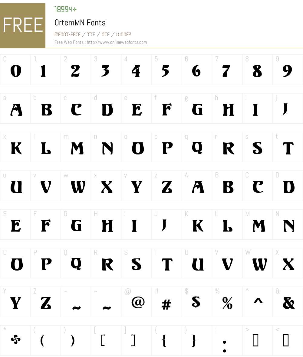 OrtemMN Font Screenshots